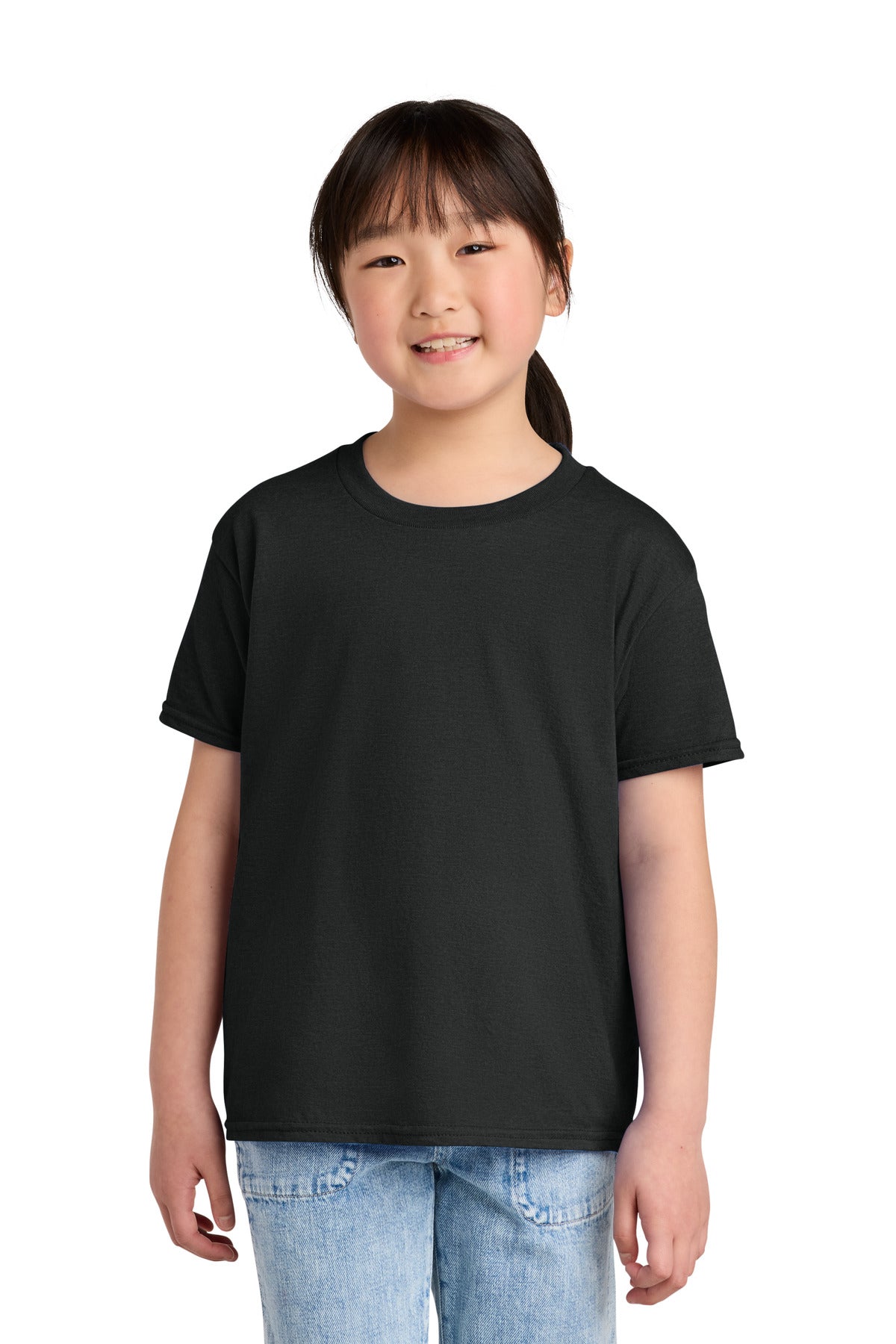 Front View of PitchBlMst Gildan Youth Softstyle CVC Tee 64000BCVC plain