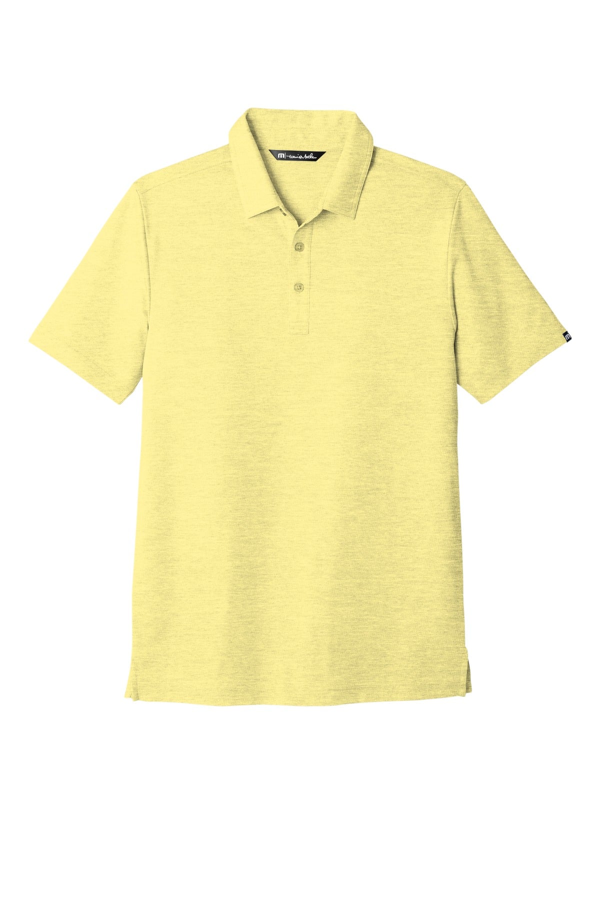 Front View of PlBananaHt TravisMathew Oceanside Heather Polo. TM1MU412 plain
