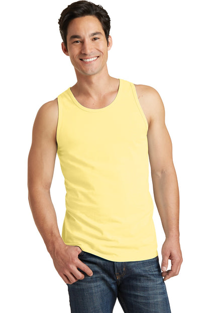 Front View of Popcorn Port & Co Beach Wash Garment-Dyed Tank. PC099TT plain