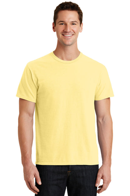 Front View of Popcorn Port & Co Beach Wash Garment-Dyed Tee. PC099 plain