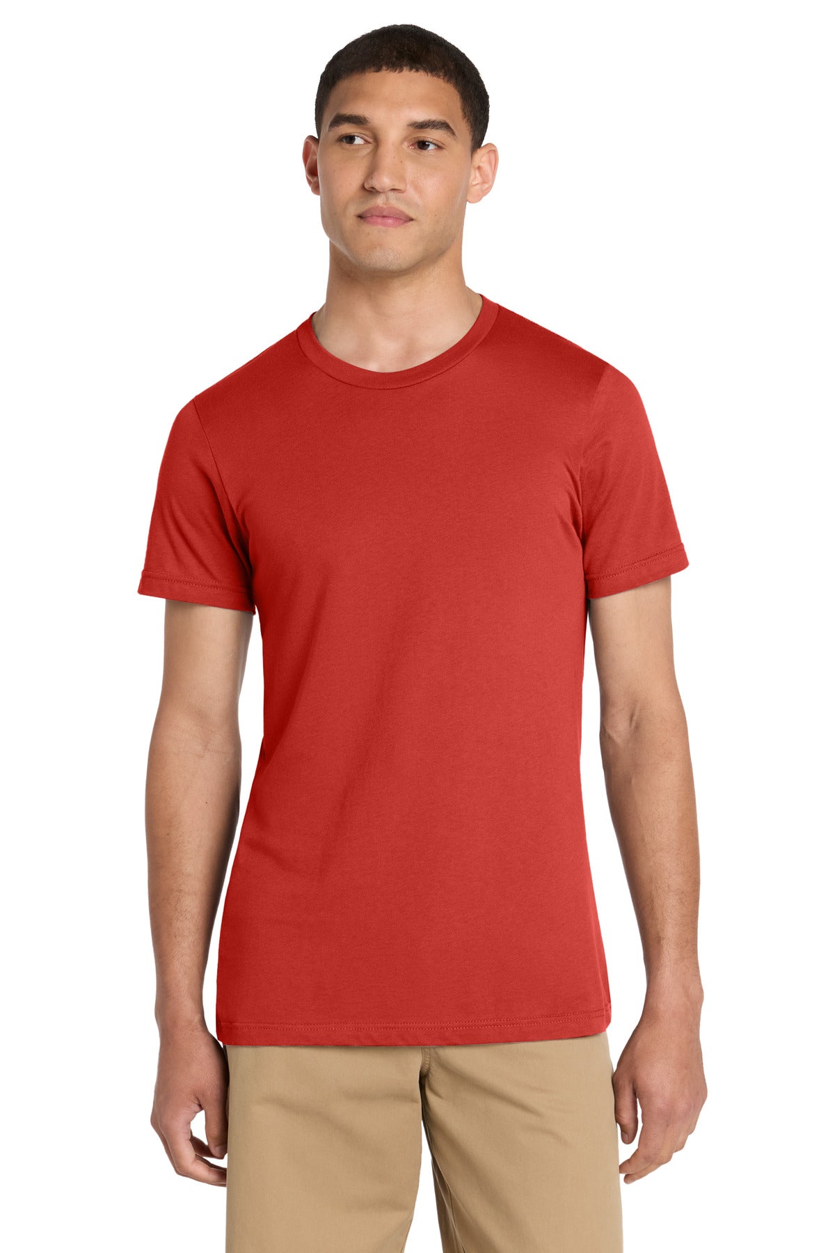 Front View of Poppy BELLA+CANVAS Unisex Jersey Short Sleeve Tee. BC3001 plain