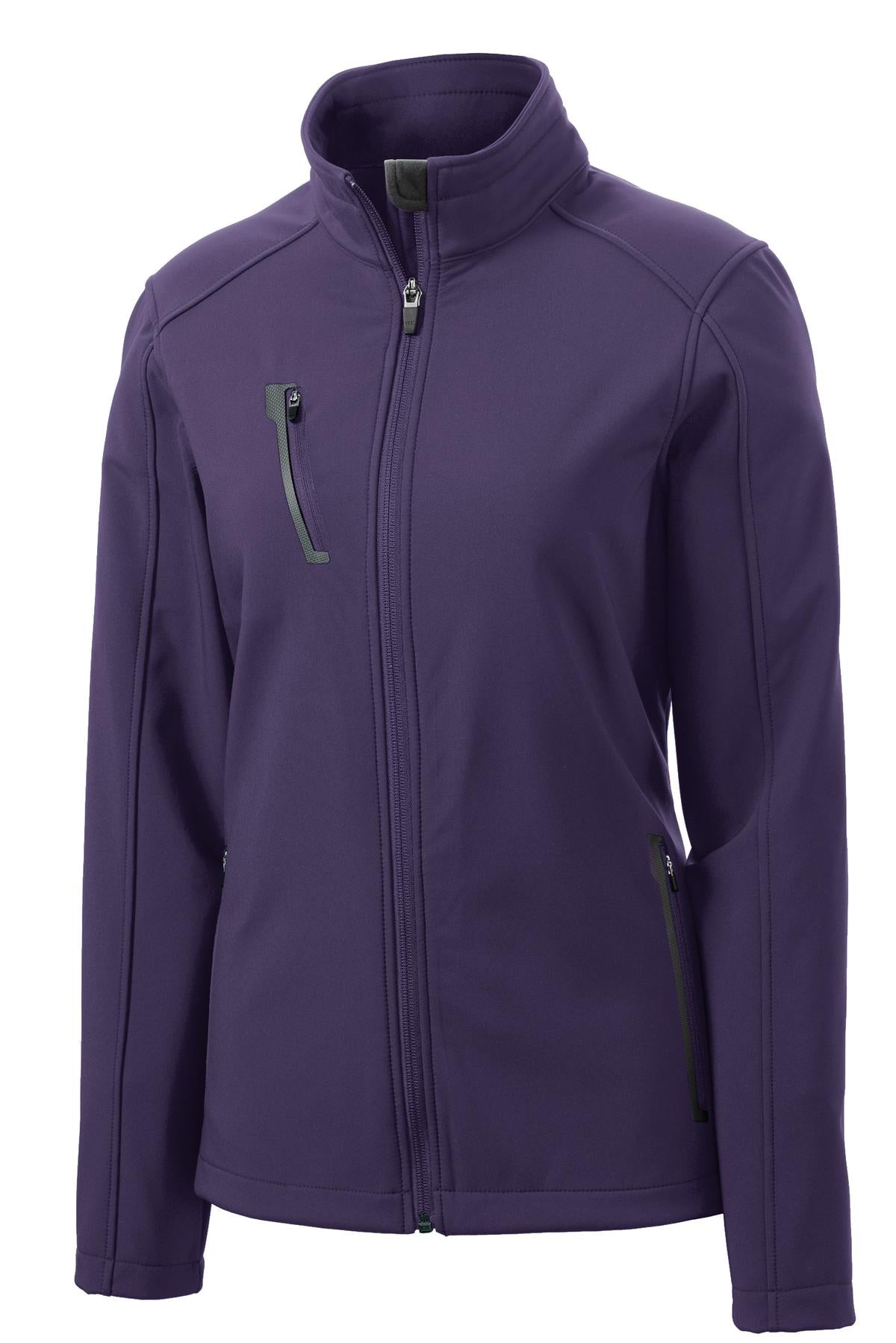 Front View of Posh Purple Port Authority Women's Welded Soft Shell Jacket. L324 plain