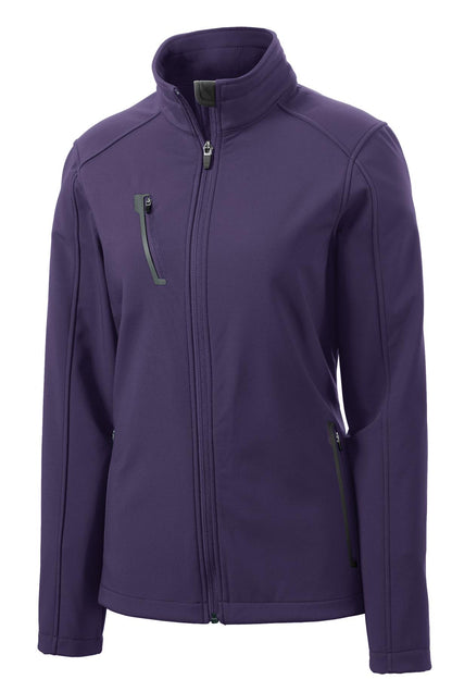 Front View of Posh Purple Port Authority Women's Welded Soft Shell Jacket. L324 plain