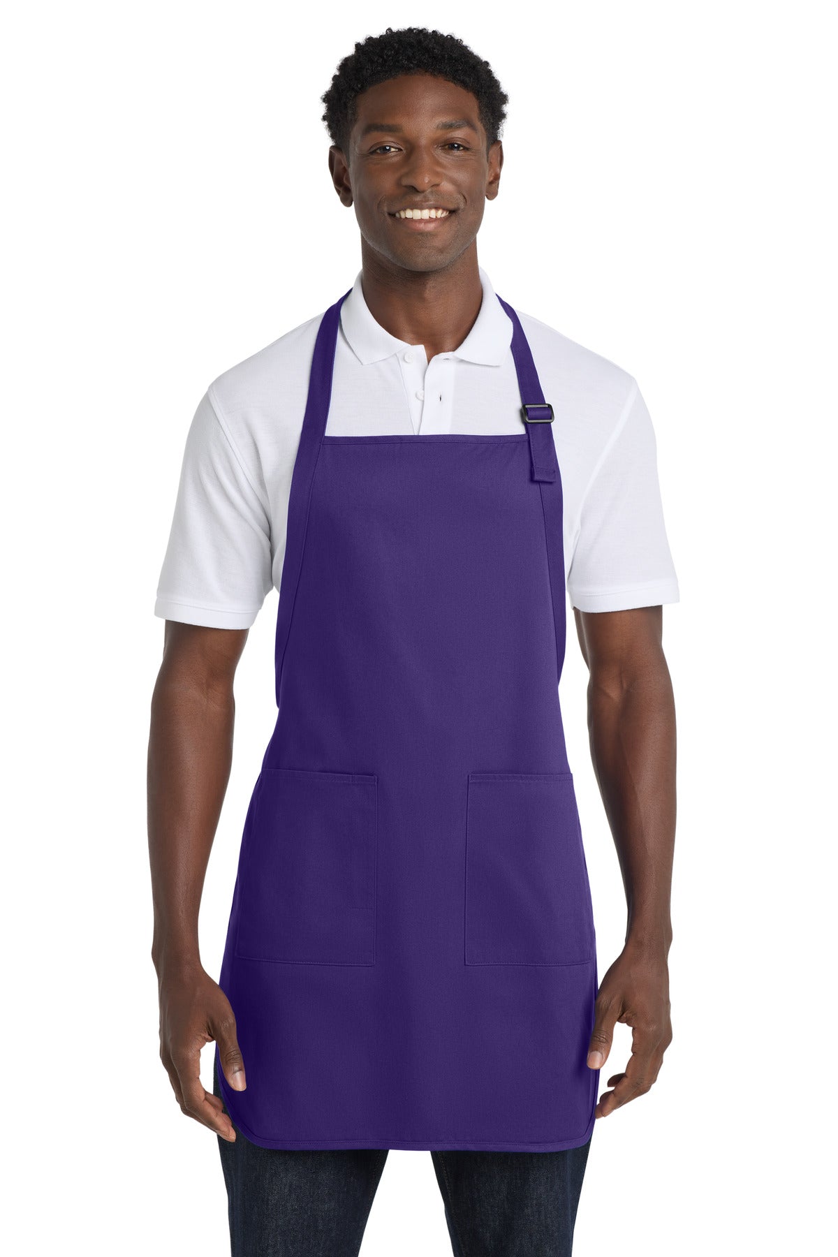 Front View of PrismPrpl Port Authority Full-Length Apron with Pockets. A500 plain