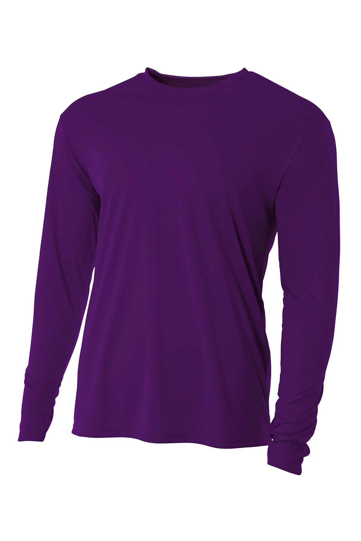 Front View of Purple A4 Cooling Performance Long Sleeve Tee A4N3165 plain