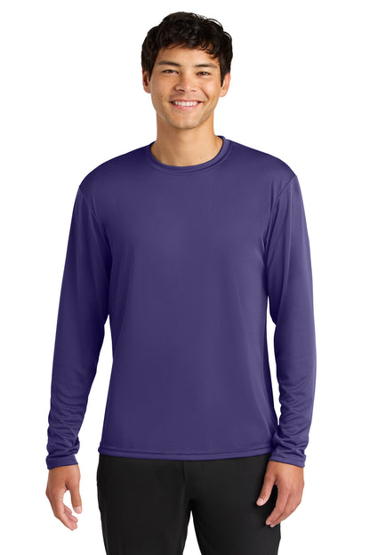 Front View of Purple A4 Cooling Performance Long Sleeve Tee A4N3165 plain