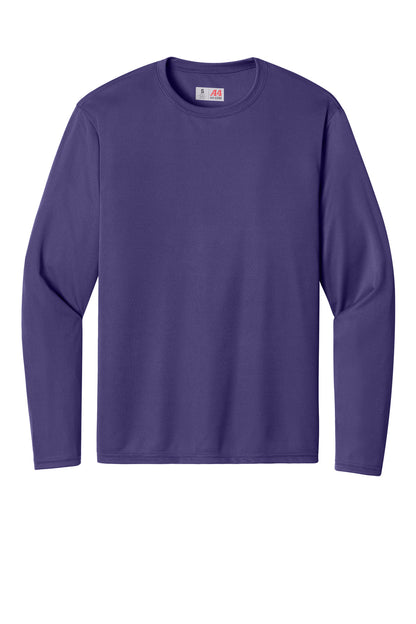 Front View of Purple A4 Cooling Performance Long Sleeve Tee A4N3165 plain