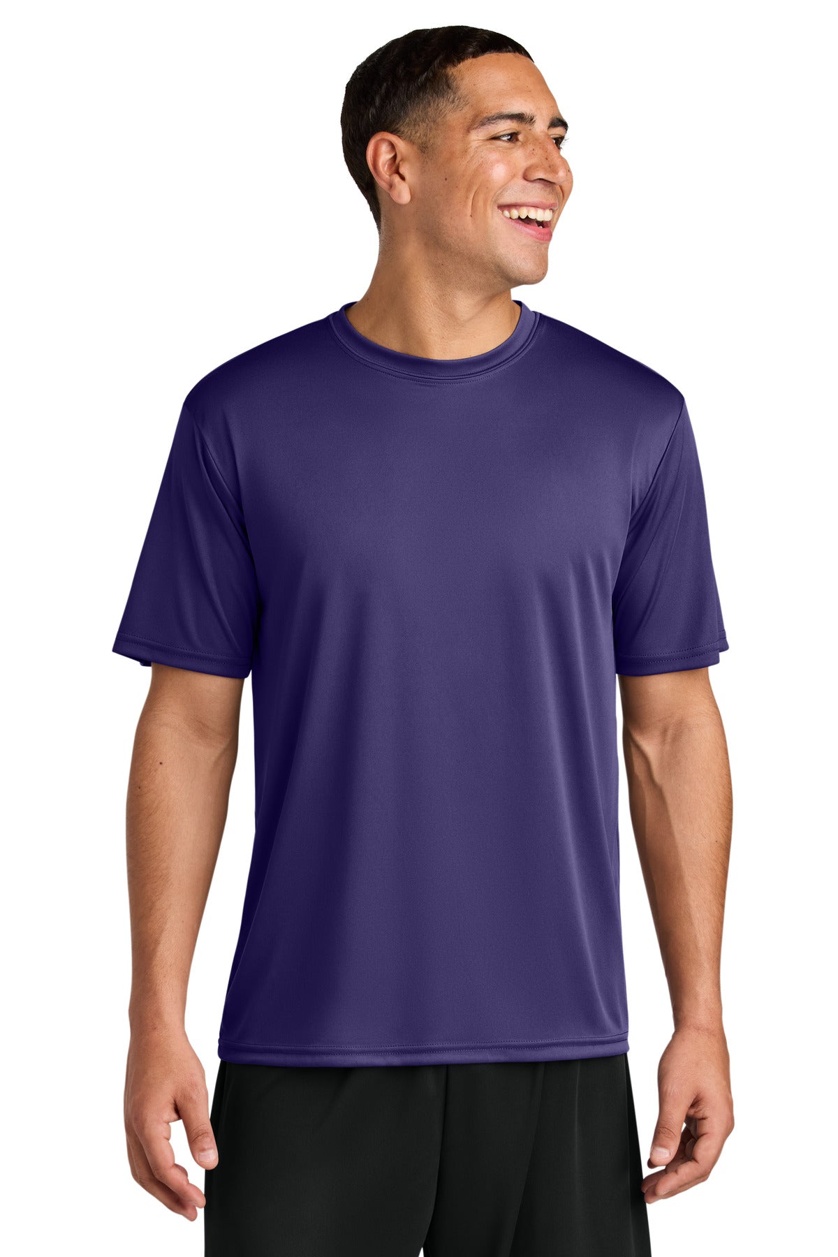 Front View of Purple A4 Cooling Performance Short Sleeve Tee A4N3142 plain