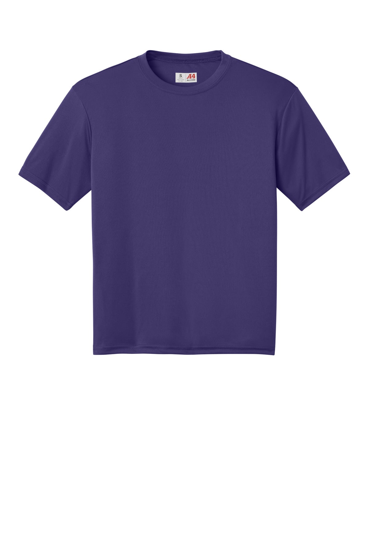 Front View of Purple A4 Cooling Performance Short Sleeve Tee A4N3142 plain