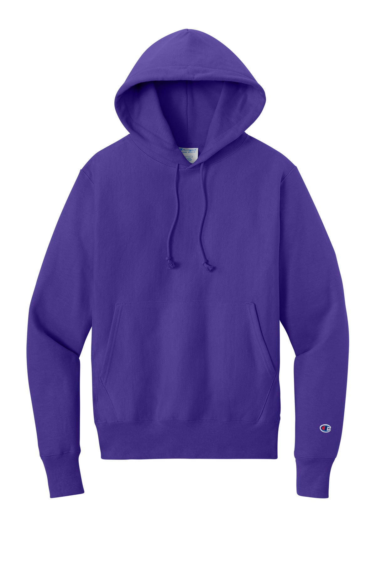 Front View of Purple Champion Reverse Weave Hooded Sweatshirt S101 plain