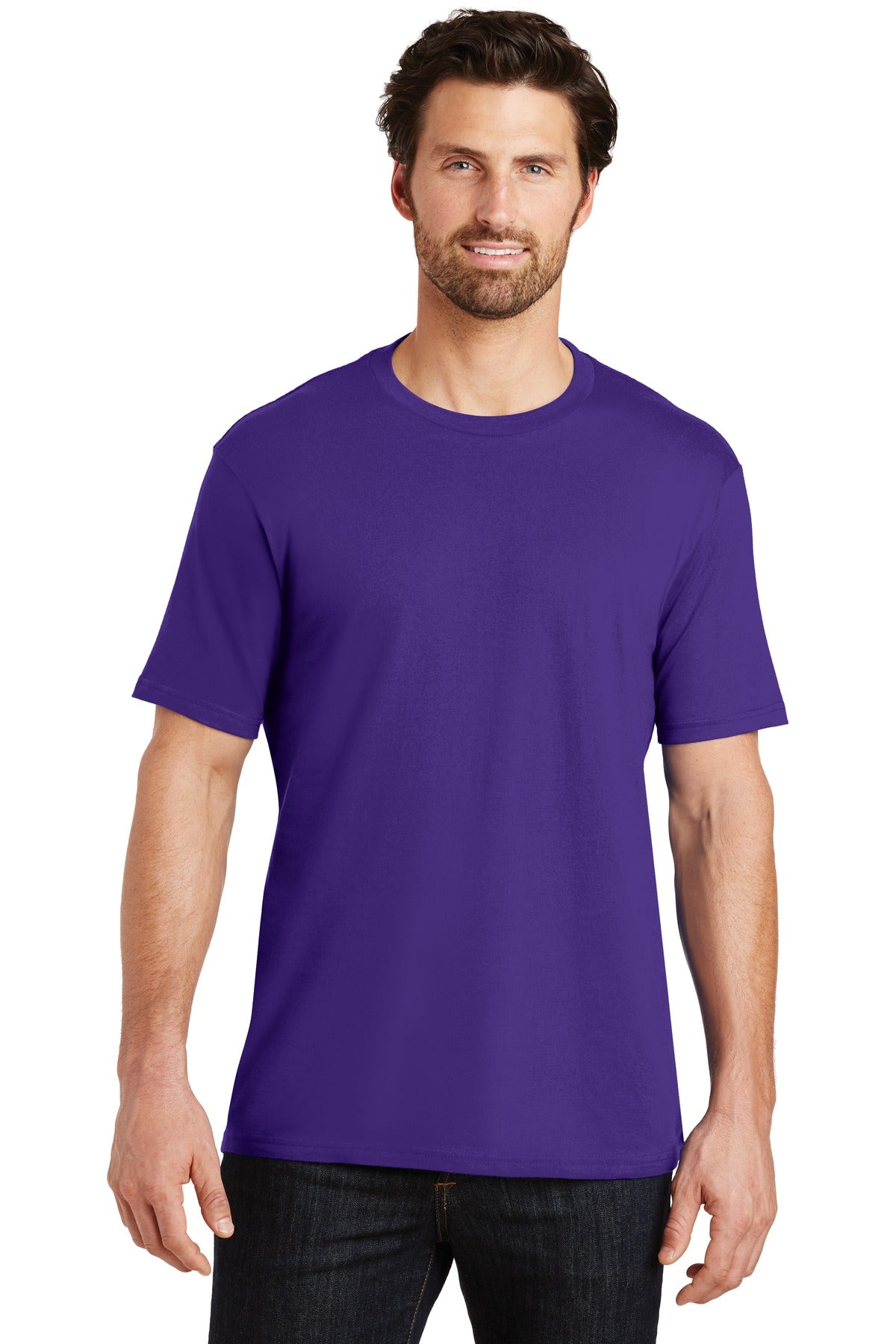 Front View of Purple District Perfect Weight Tee. DT104 plain