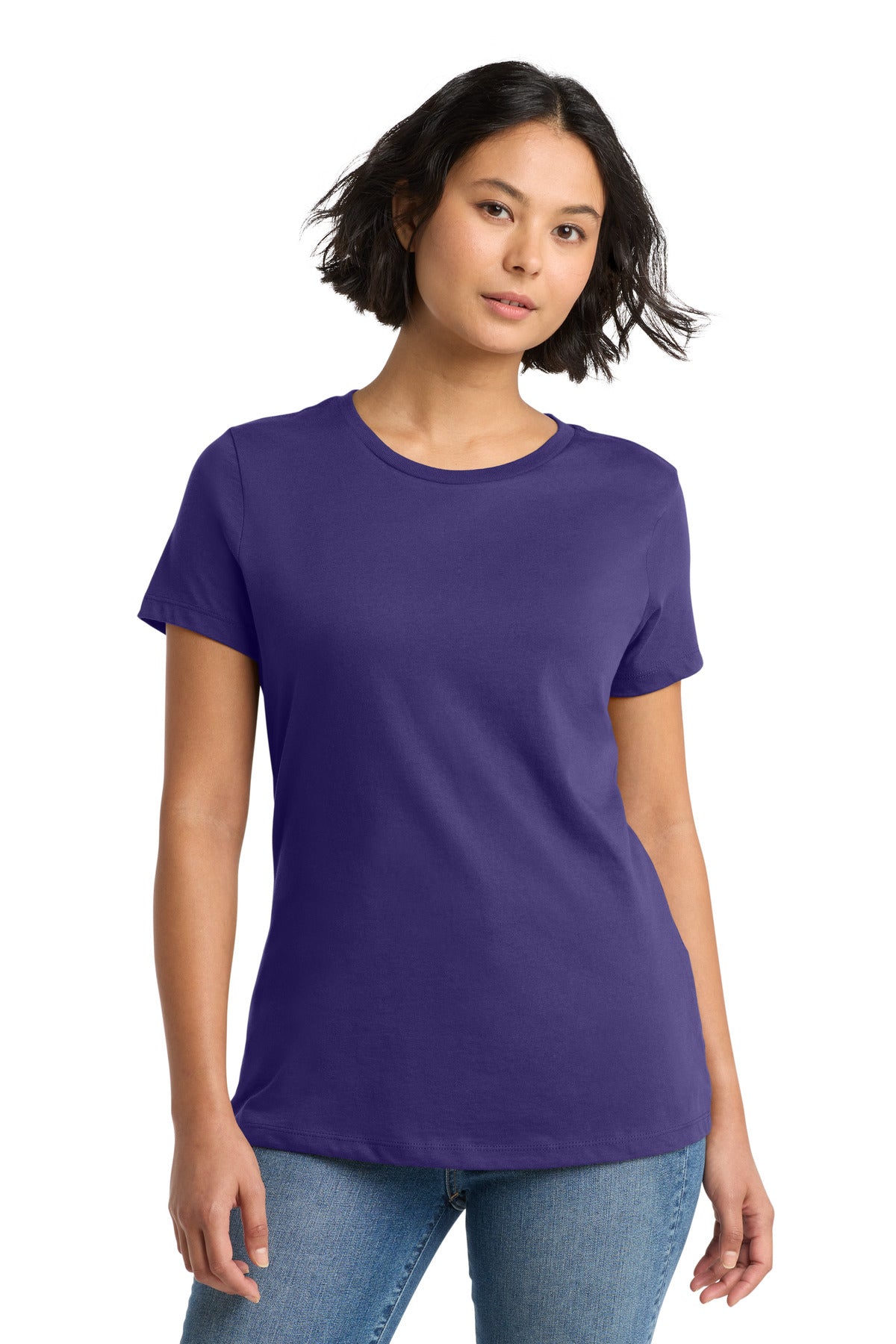 Front View of Purple District Women's Perfect Weight Tee. DM104L plain