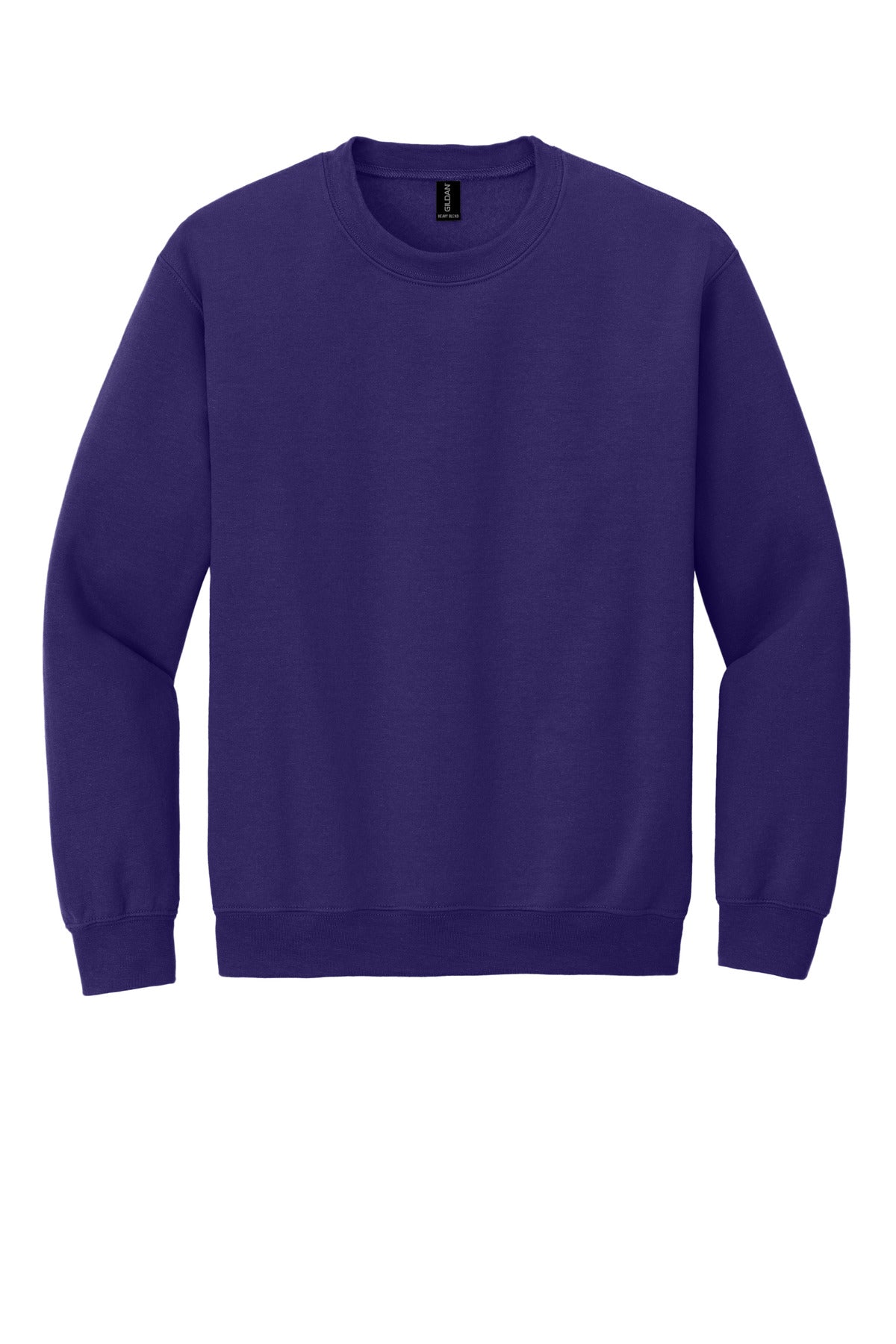 Front View of Purple Gildan Heavy Blend Crewneck Sweatshirt. 18000 plain