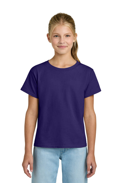 Front View of Purple Gildan Youth Light Cotton Tee 3000B plain