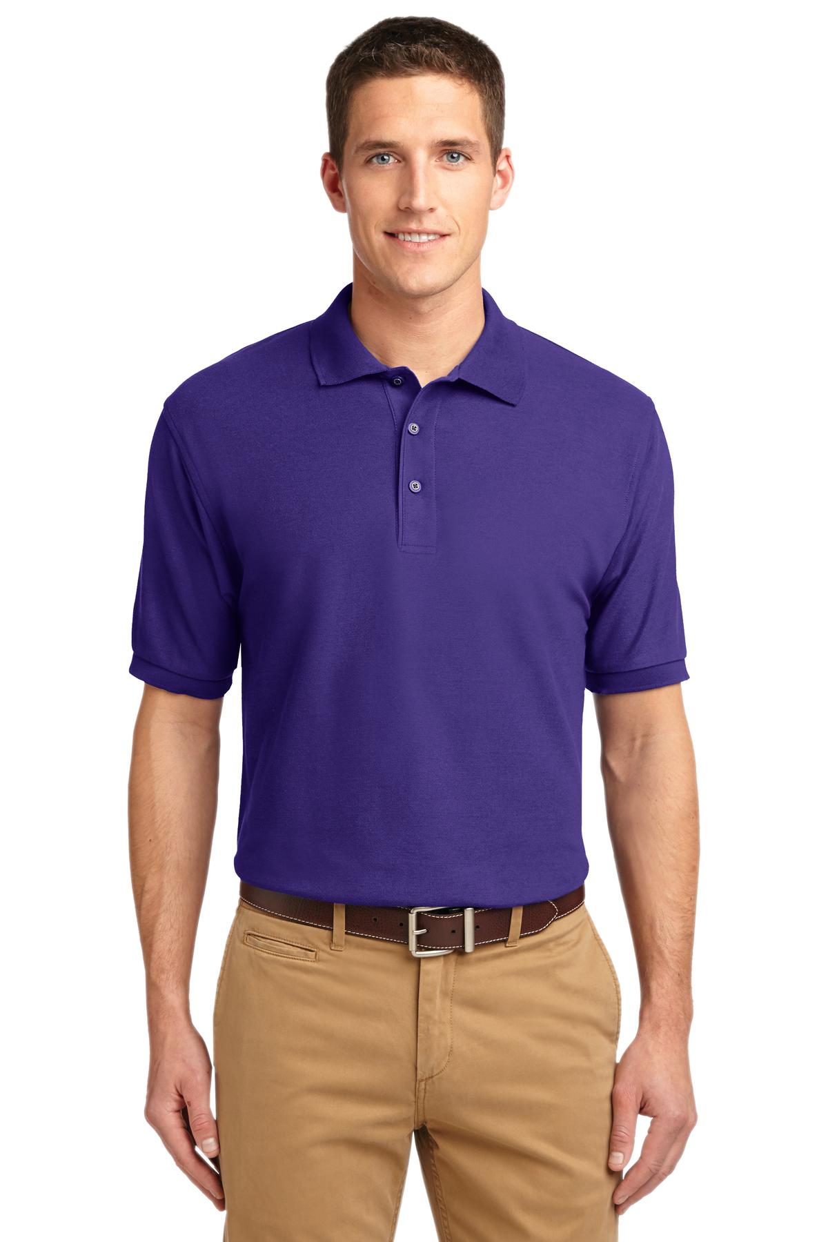 Front View of Purple Port Authority Silk Touch Polo K500 plain