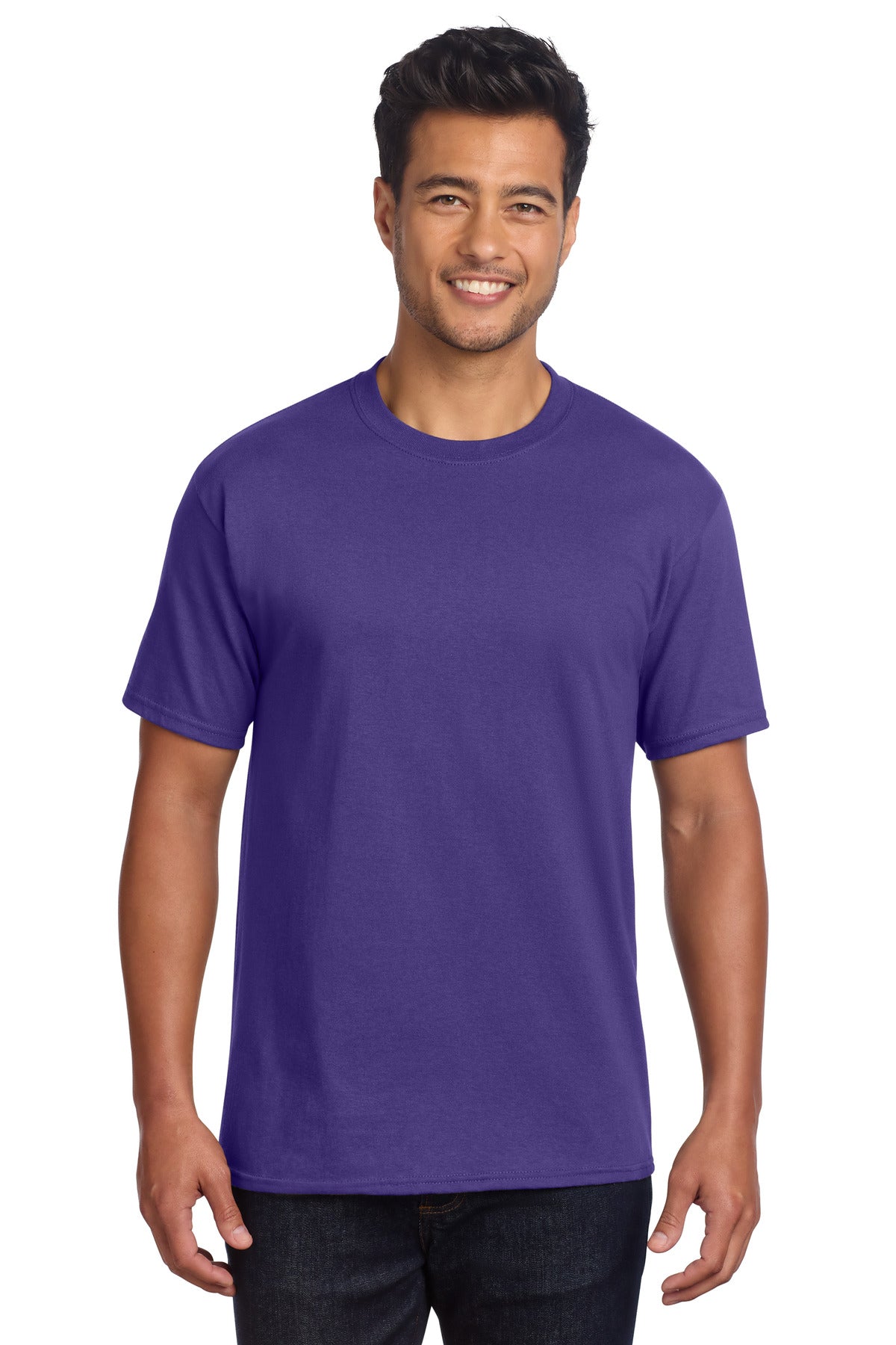 Front View of Purple Port & Co Core Cotton DTG Tee PC54DTG plain