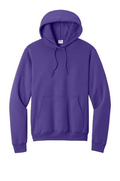 Front View of Purple Port & Co Core Fleece Pullover Hooded Sweatshirt. PC78H plain