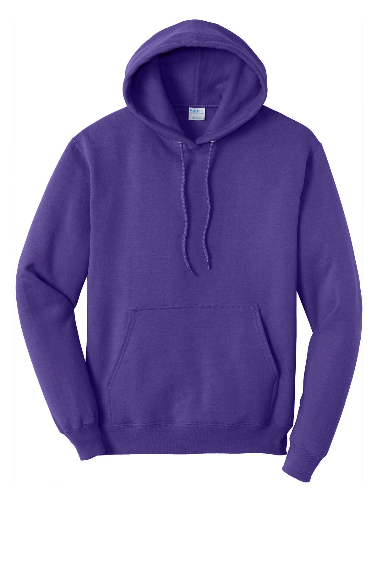 Front View of Purple Port & Co Core Fleece Pullover Hooded Sweatshirt. PC78H