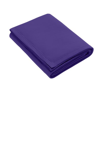Front View of Purple Port & Co Core Fleece Sweatshirt Blanket. BP78 plain