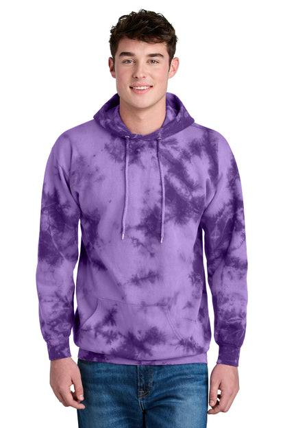Front View of Purple Port & Co Crystal Tie-Dye Pullover Hoodie PC144 plain