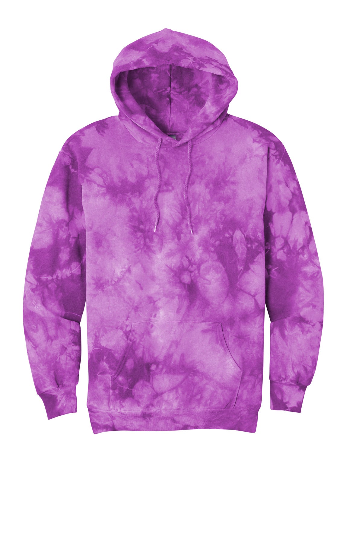 Front View of Purple Port & Co Crystal Tie-Dye Pullover Hoodie PC144 plain