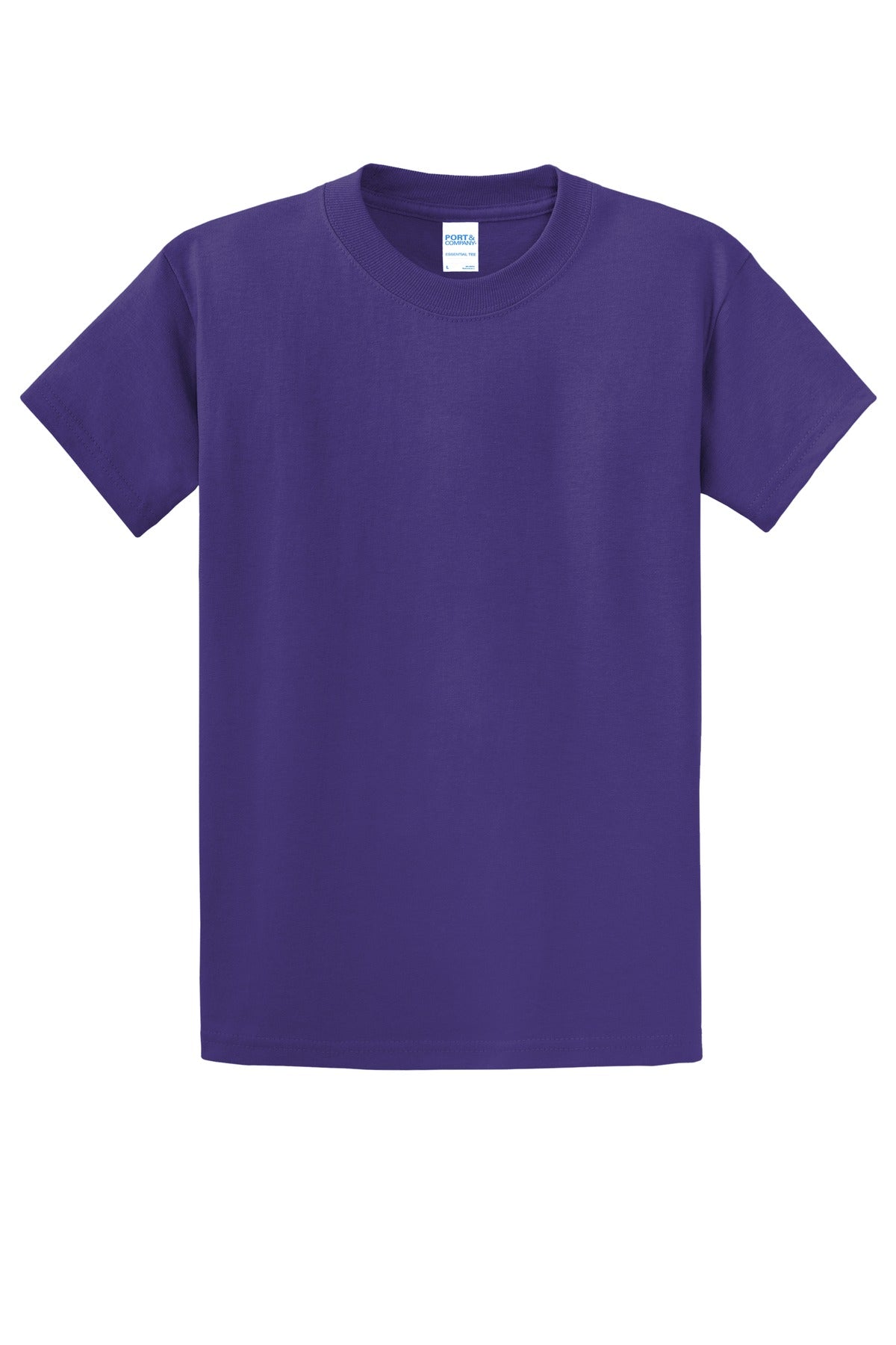 Front View of Purple Port & Co Essential Tee. PC61 plain