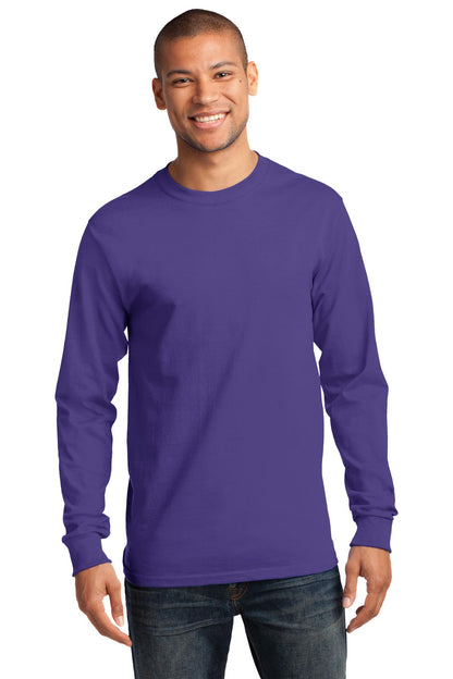 Front View of Purple Port & Co Long Sleeve Essential Tee. PC61LS plain