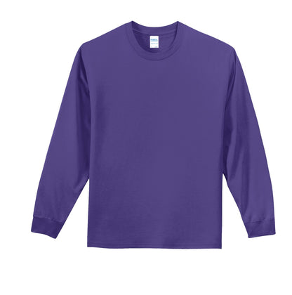 Front View of Purple Port & Co Long Sleeve Essential Tee. PC61LS plain
