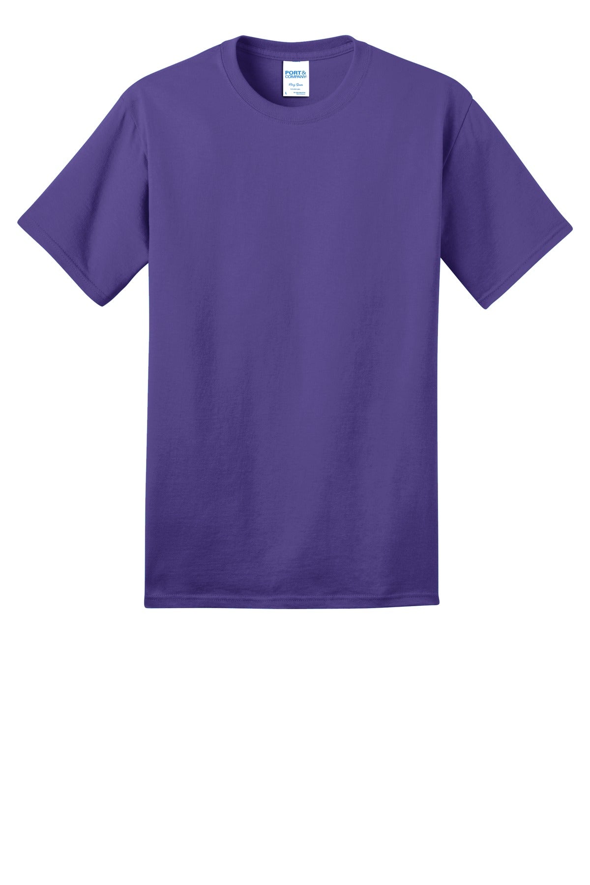 Front View of Purple Port & Co Ring Spun Cotton Tee. PC150 plain