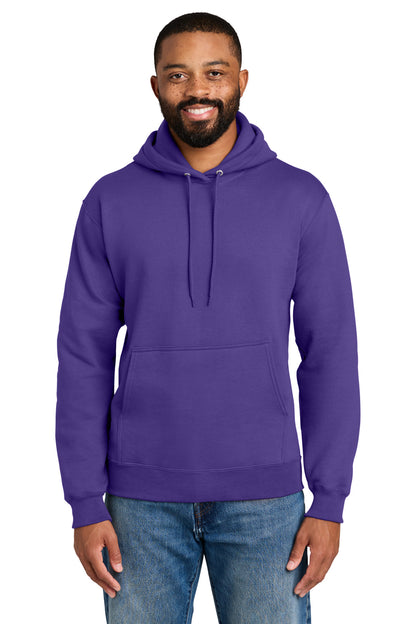 Front View of Purple Port & Co Tall Essential Fleece Pullover Hooded Sweatshirt. PC90HT plain