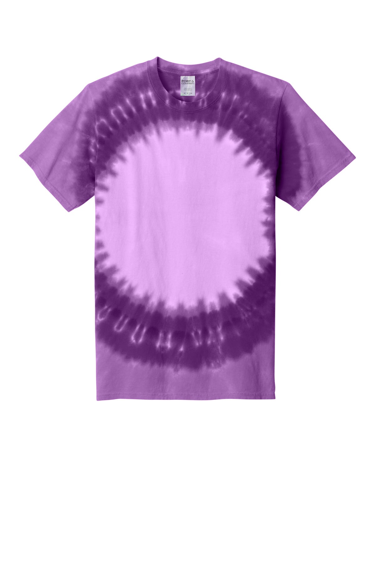 Front View of Purple Port & Co Window Tie-Dye Tee. PC149 plain
