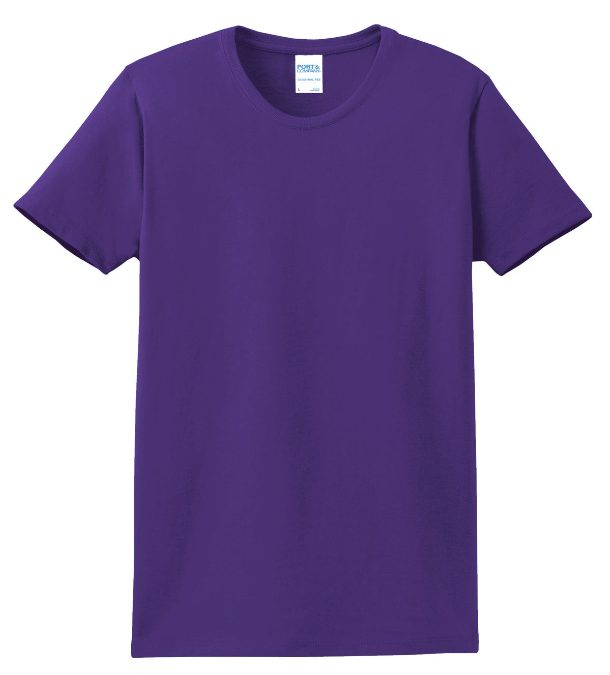 Front View of Purple Port & Co Women's Essential Tee. LPC61 plain