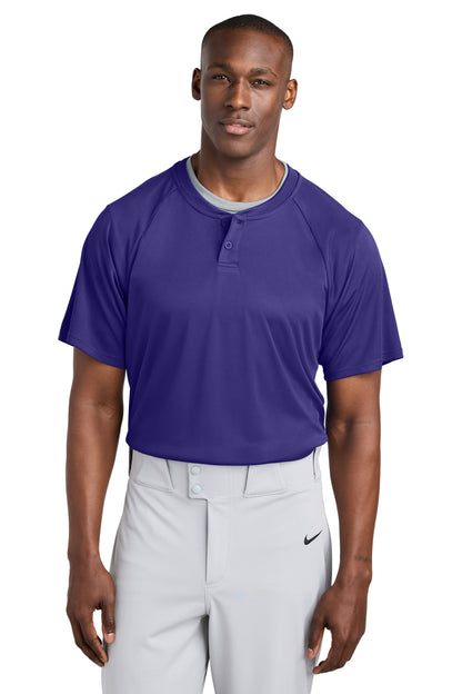 Front View of Purple Sport-Tek PosiCharge Competitor 2-Button Henley ST359 plain