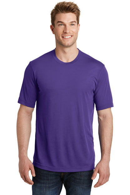 Front View of Purple Sport-Tek PosiCharge Competitor Cotton Touch Tee. ST450 plain