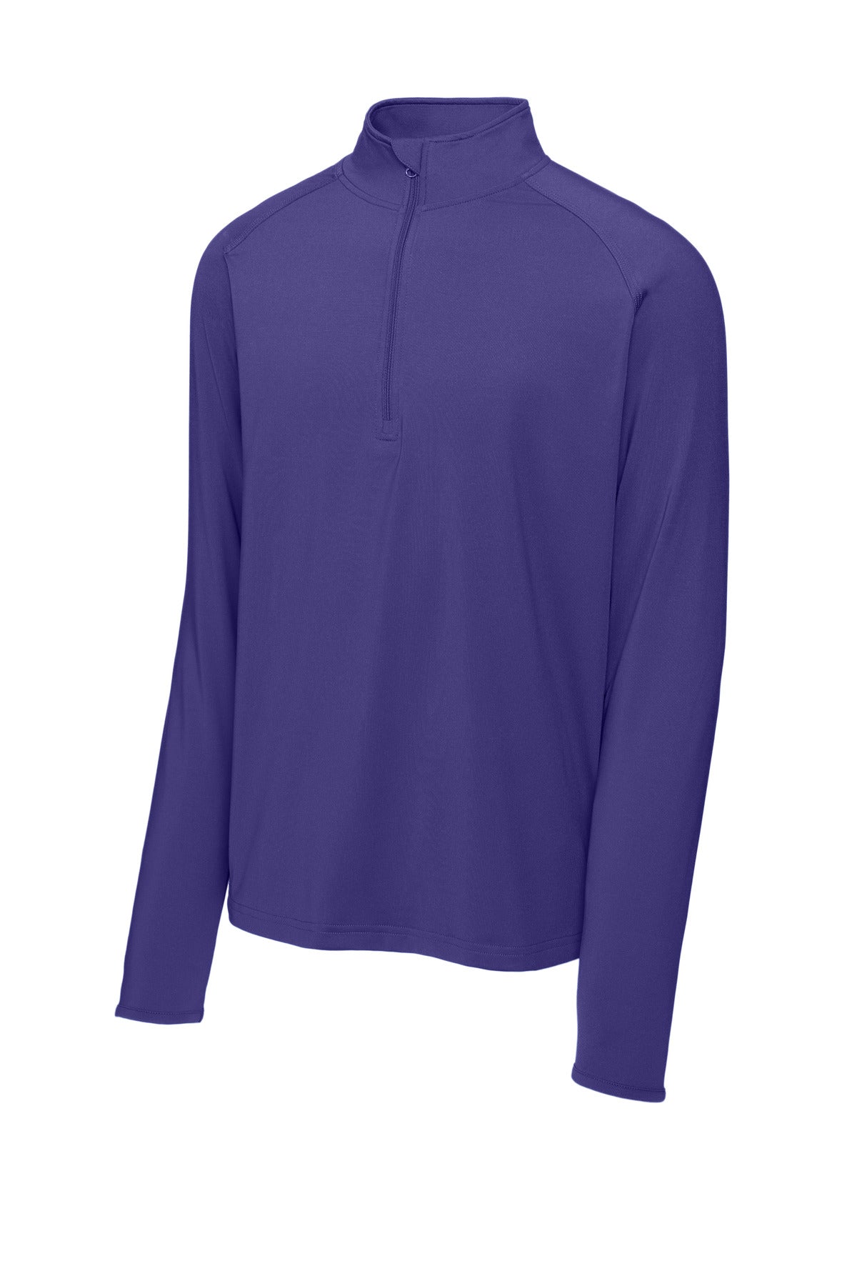 Front View of Purple Sport-Tek Sport-Wick Stretch 1/4-Zip Pullover. ST850