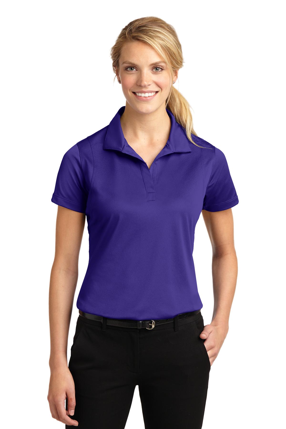 Front View of Purple Sport-Tek Women's Micropique Sport-Wick Polo. LST650 plain