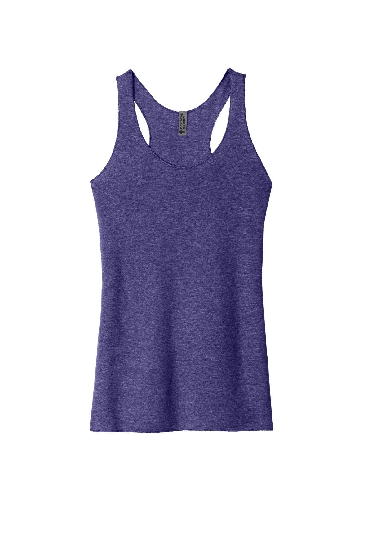 Front View of PurpleRush Next Level Apparel Women's Tri-Blend Racerback Tank. NL6733 plain