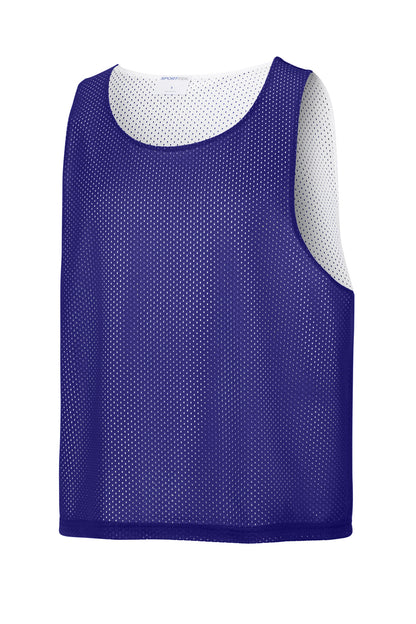 Front View of Purple/Wh Sport-Tek Lacrosse Reversible Pinnie ST512 plain