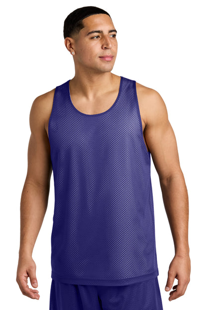 Front View of Purple/Wh Sport-Tek PosiCharge Reversible Mesh Tank ST5000 plain