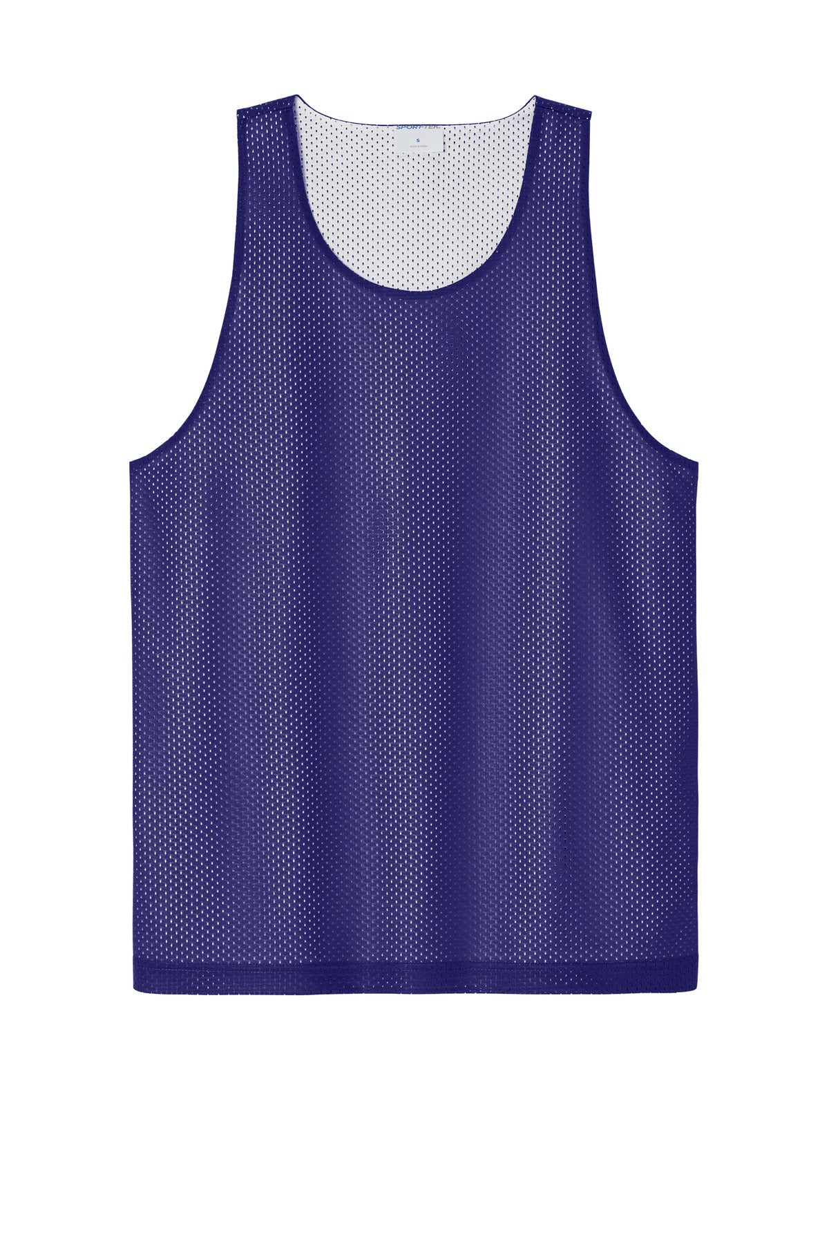 Front View of Purple/Wh Sport-Tek PosiCharge Reversible Mesh Tank ST5000 plain