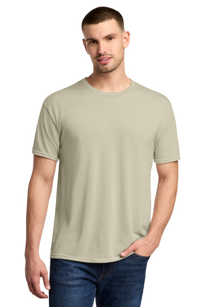 Front View of Putty Jerzees Dri-Power 100% Polyester T-Shirt. 21M plain