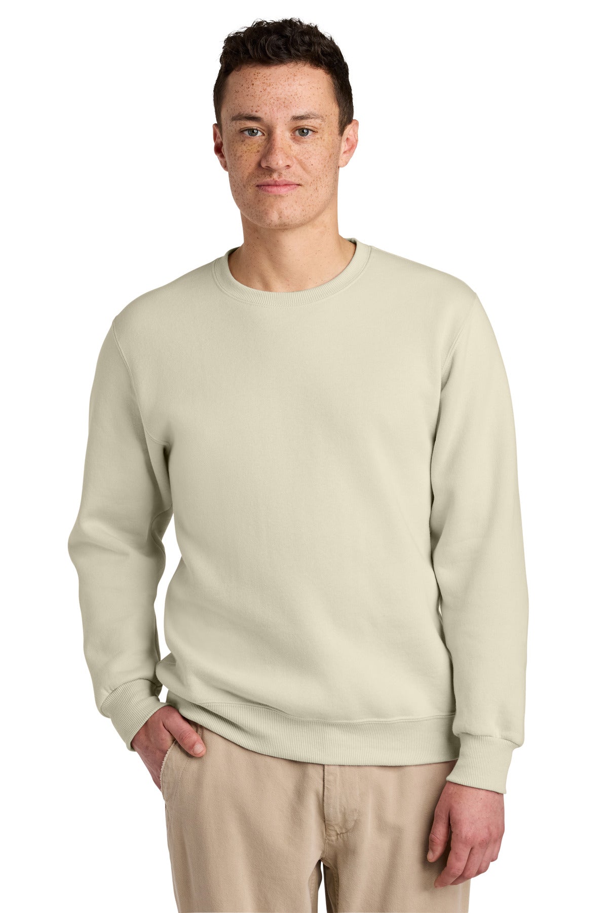 Front View of Putty Jerzees Eco Premium Blend Crewneck Sweatshirt 701M plain