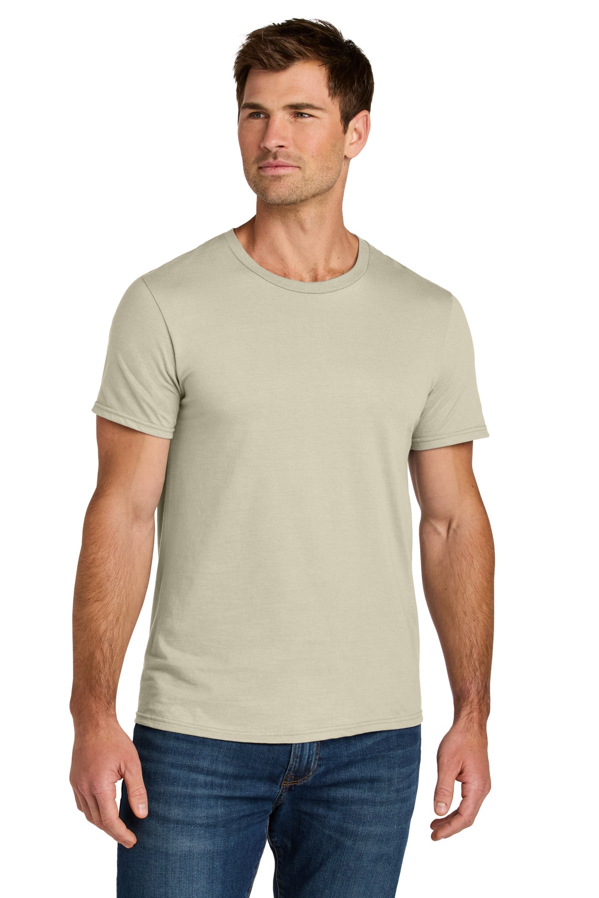 Front View of Putty Jerzees Ultimate Unisex Ring Spun T-Shirt IC46M plain