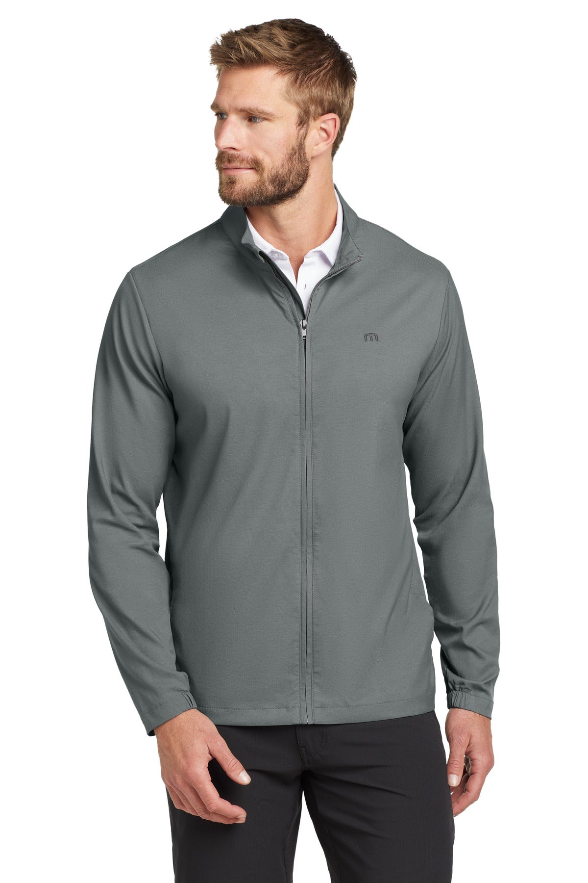 Front View of QuiShaGyHt TravisMathew Surfside Full-Zip Jacket. TM1MU422 plain