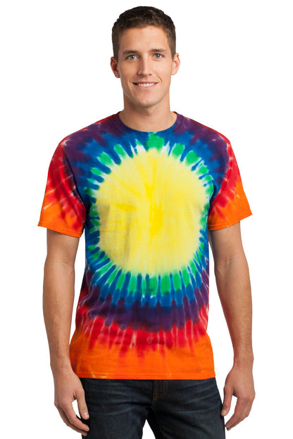 Front View of Rainbow Port & Co Window Tie-Dye Tee. PC149 plain