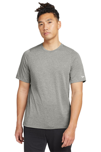 Front View of Rainstorm Grey New Era Series Performance Crew Tee. NEA200 plain