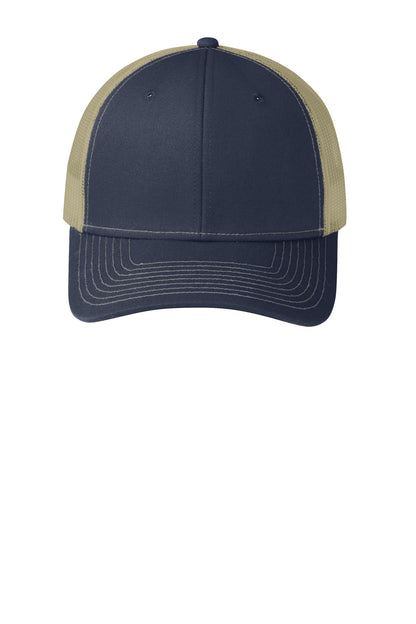Front View of RcNvy/TKhk Port Authority Snapback Trucker Cap. C402 plain