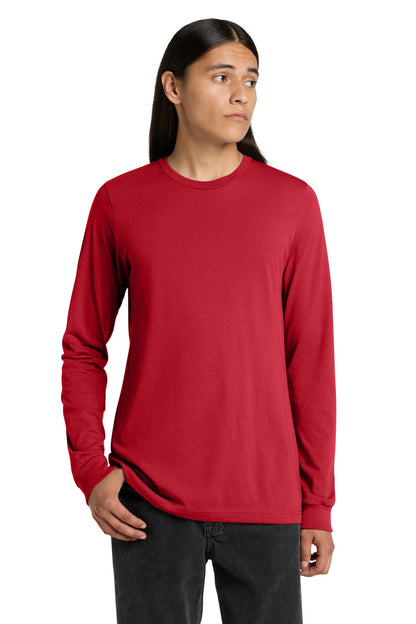 Front View of Red BELLA+CANVAS Unisex Jersey Long Sleeve Tee. BC3501 plain