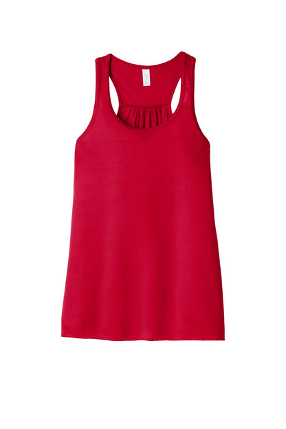 Front View of Red BELLA+CANVAS Women's Flowy Racerback Tank. BC8800 plain