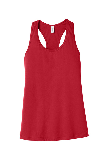Front View of Red BELLA+CANVAS Women's Jersey Racerback Tank. BC6008 plain